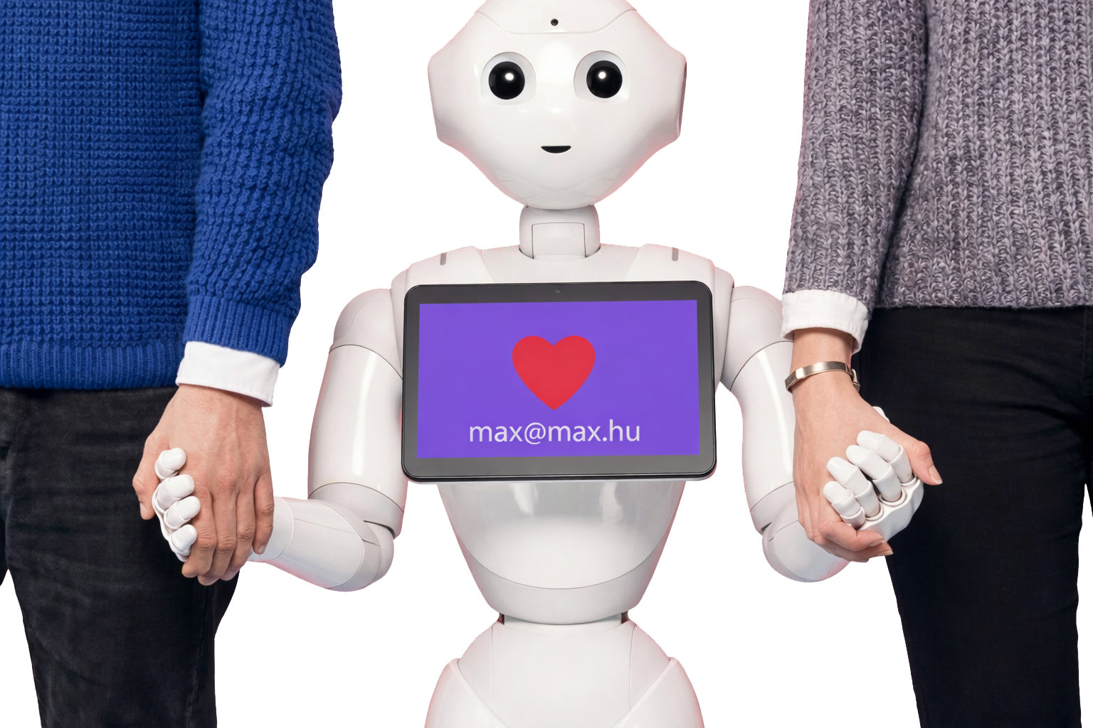 Pepper robot közelkép, fej és tablet